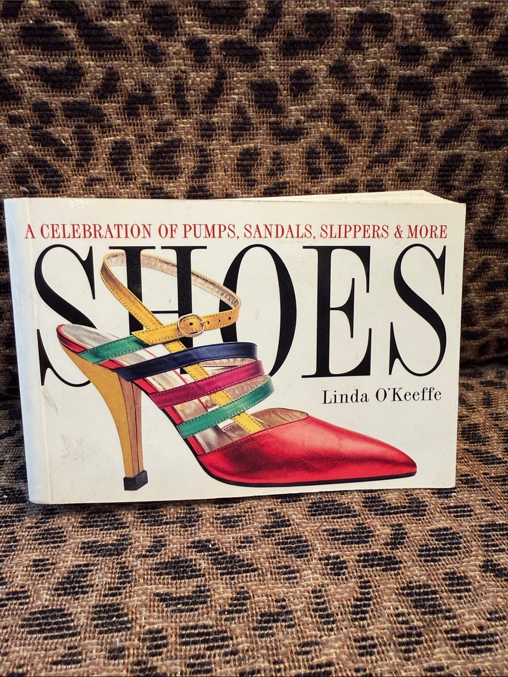 Red Pointed Pump with Multicolor Straps by